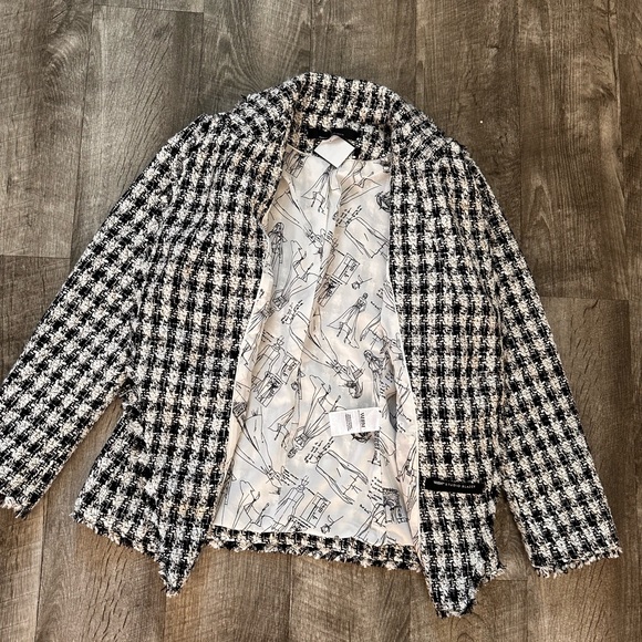WHBM® Tweed Houndstooth Buttoned Studio Blazer Size S/XS - Picture 13 of 14